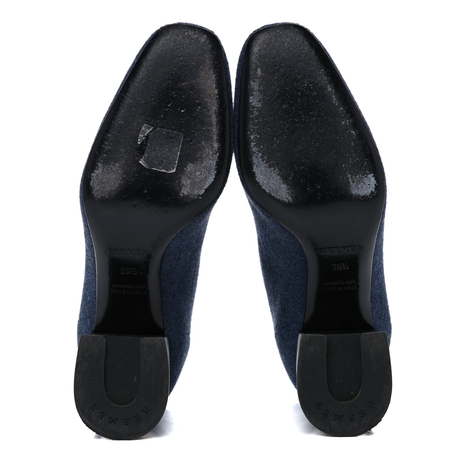 Hermes Knit Calfskin Volver Ankle Boots 36.5 Bleu Fonce 5 of 15