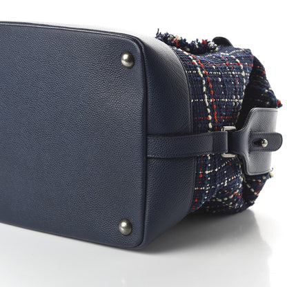 Chanel Tweed Trip Bowling Bag Navy Burgundy 7 of 10