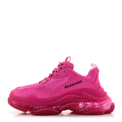 Balenciaga Fabric Mesh Clear Sole Fluo Womens Triple S Sneakers 39 Pink 1 of 12