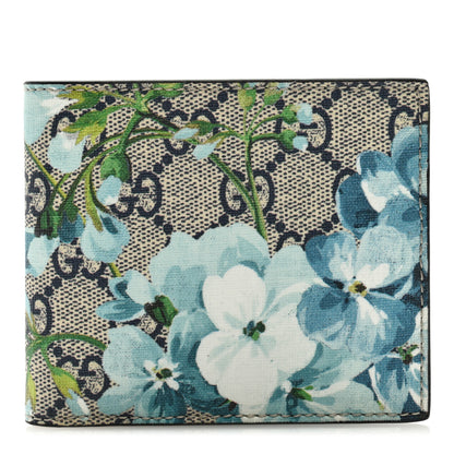Gucci GG Supreme Monogram Blooms Bi-Fold Wallet Beige Blue Navy 1 of 6
