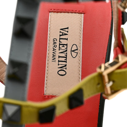 Valentino Garavani Calfskin Rockstud 90mm City Sandals 39 Coral Sky Army 8 of 10