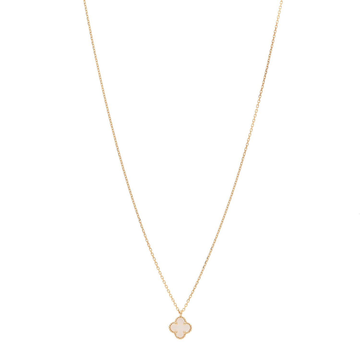 Van Cleef & Arpels 18K Yellow Gold Mother of Pearl Sweet Alhambra Pendant Necklace 1 of 6