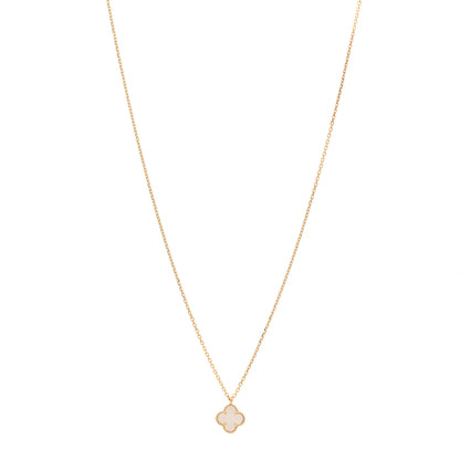 Van Cleef & Arpels 18K Yellow Gold Mother of Pearl Sweet Alhambra Pendant Necklace 1 of 6