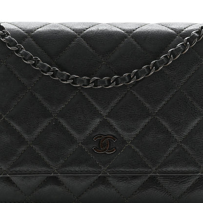 Chanel Crumpled Calfskin Quilted Wallet On Chain WOC So Black 9 of 15