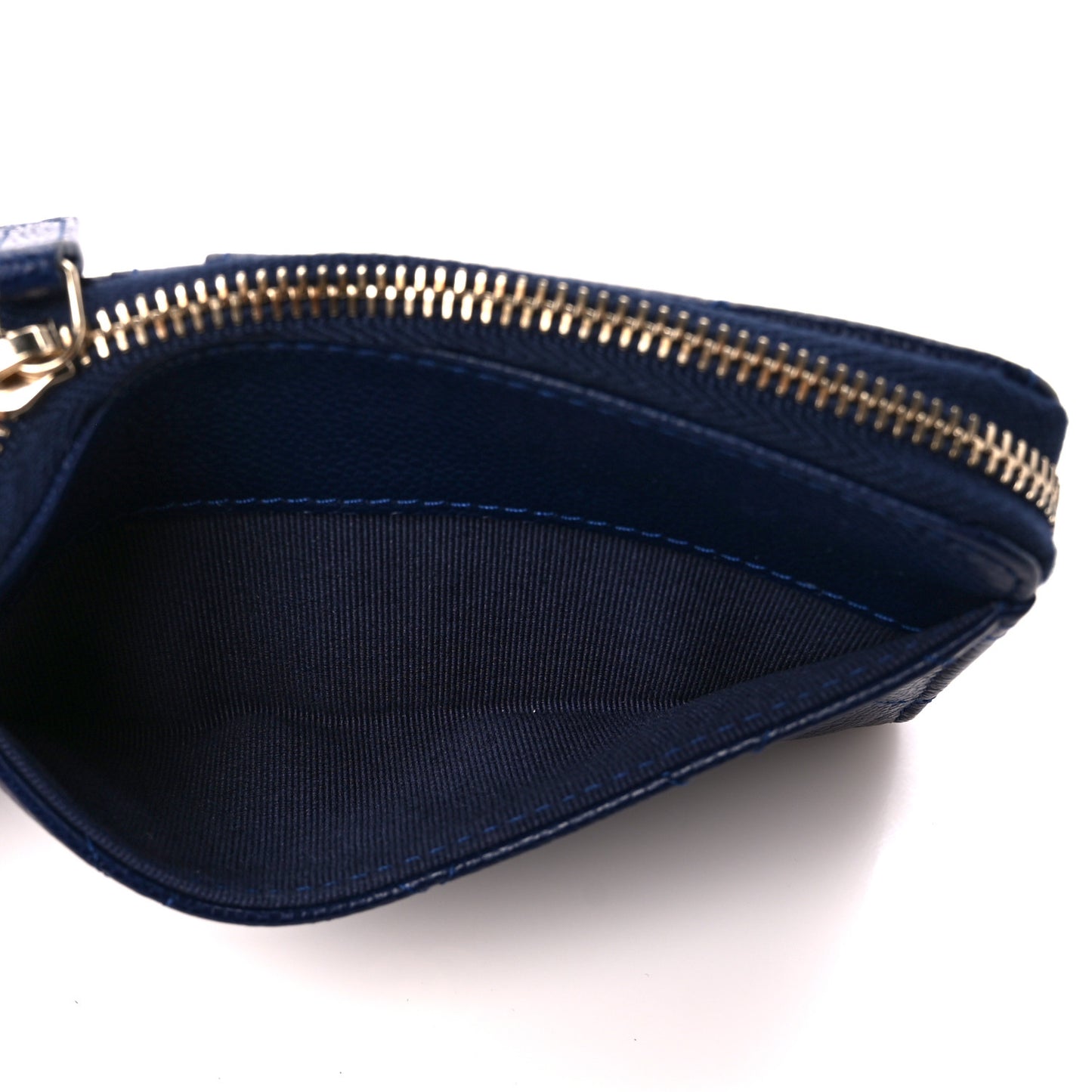 Caviar Quilted CC Zip Around Card Holder Navy