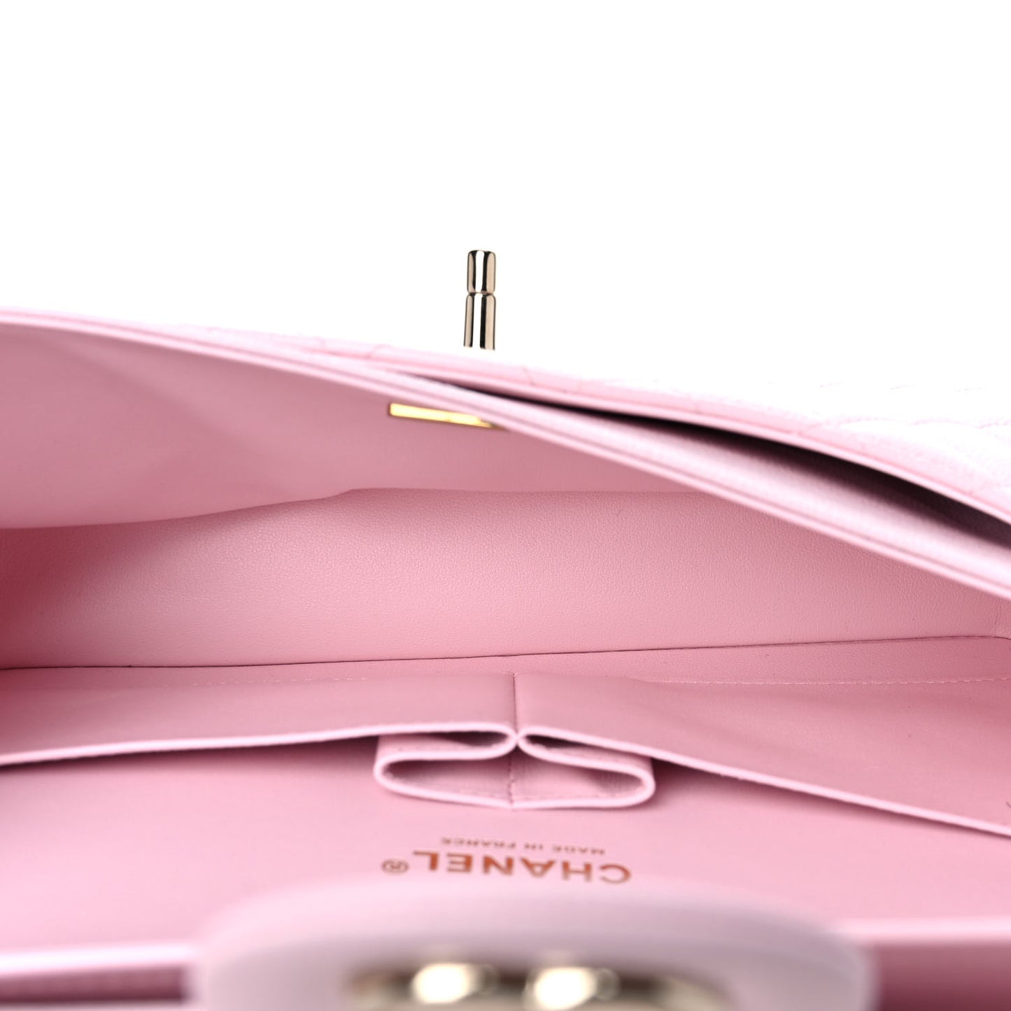 Caviar Quilted Medium Double Flap Light Pink