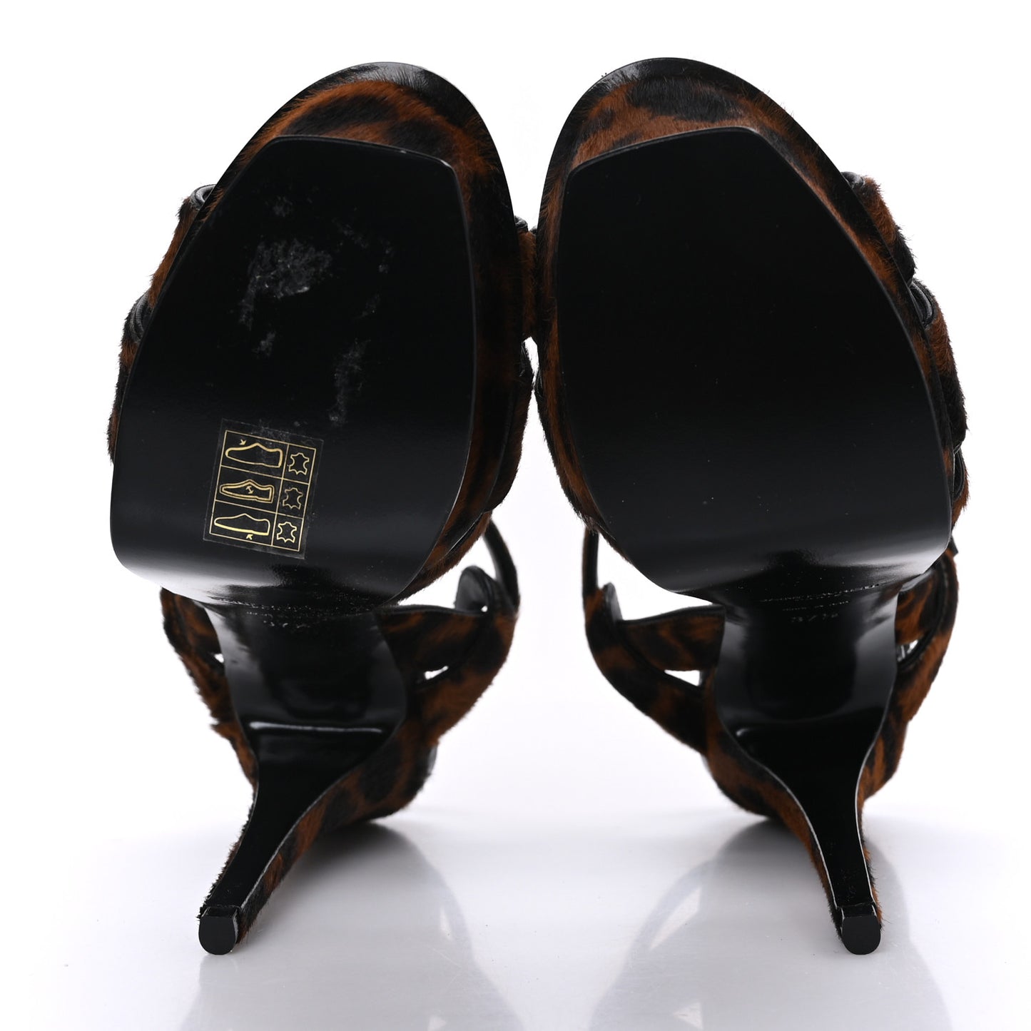 Pony Hair Leopard Print Tribute 105 Platform Sandals 37.5 Naturale