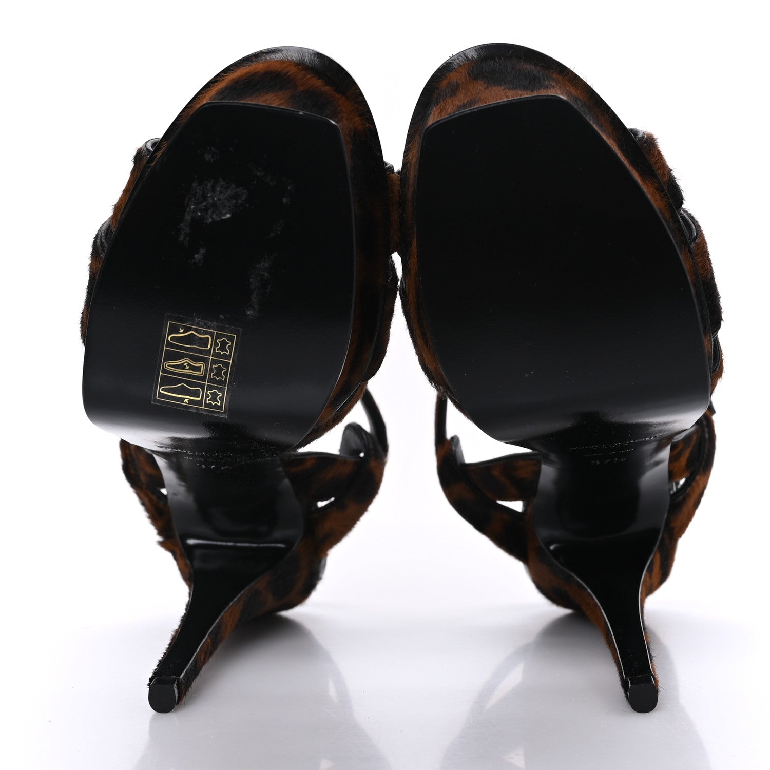 Saint Laurent Pony Hair Leopard Print Tribute 105 Platform Sandals 37.5 Naturale 5 of 7