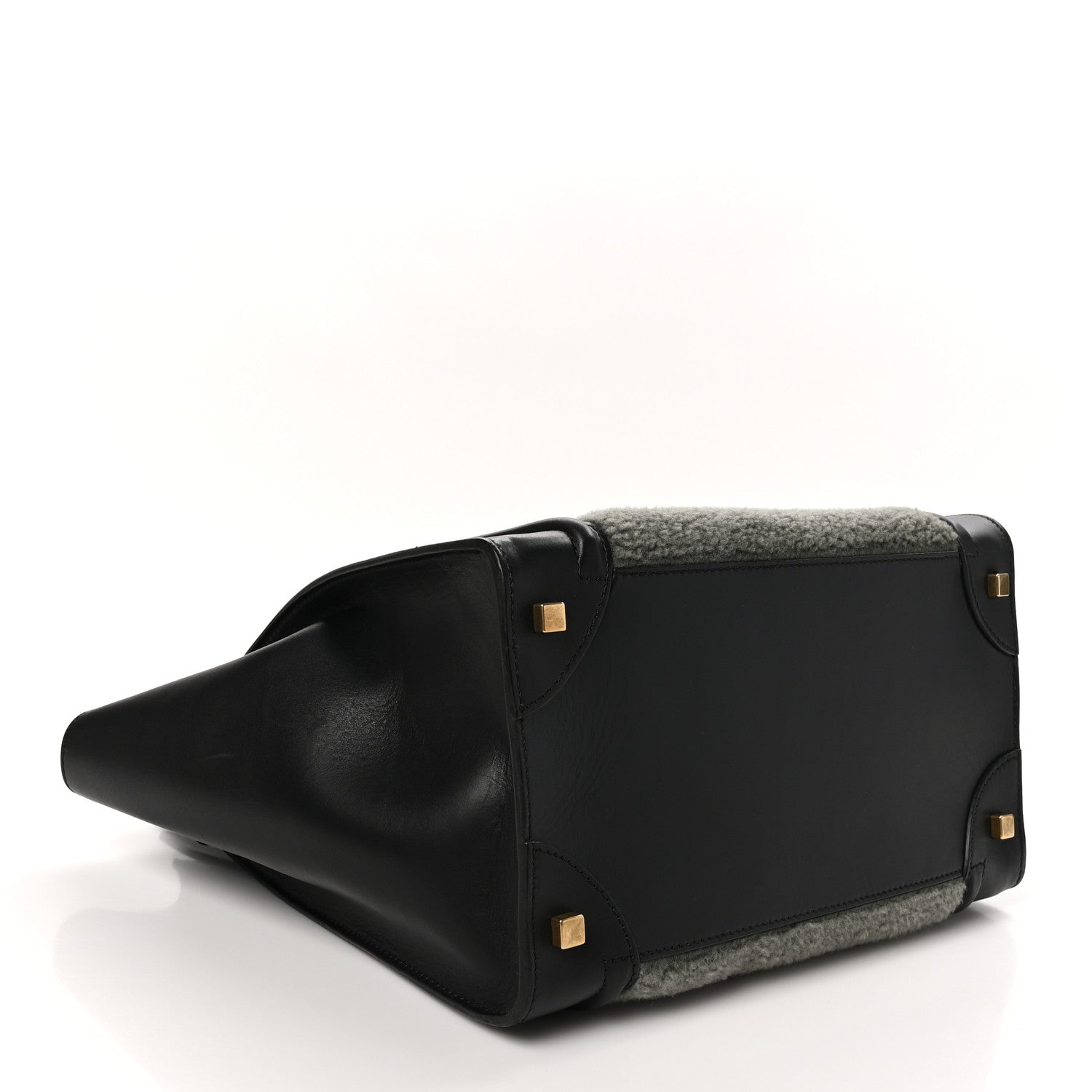 Celine Smooth Calfskin Shearling Bi-Color Mini Luggage Black Green 4 of 9