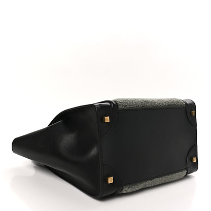 Celine Smooth Calfskin Shearling Bi-Color Mini Luggage Black Green 4 of 9