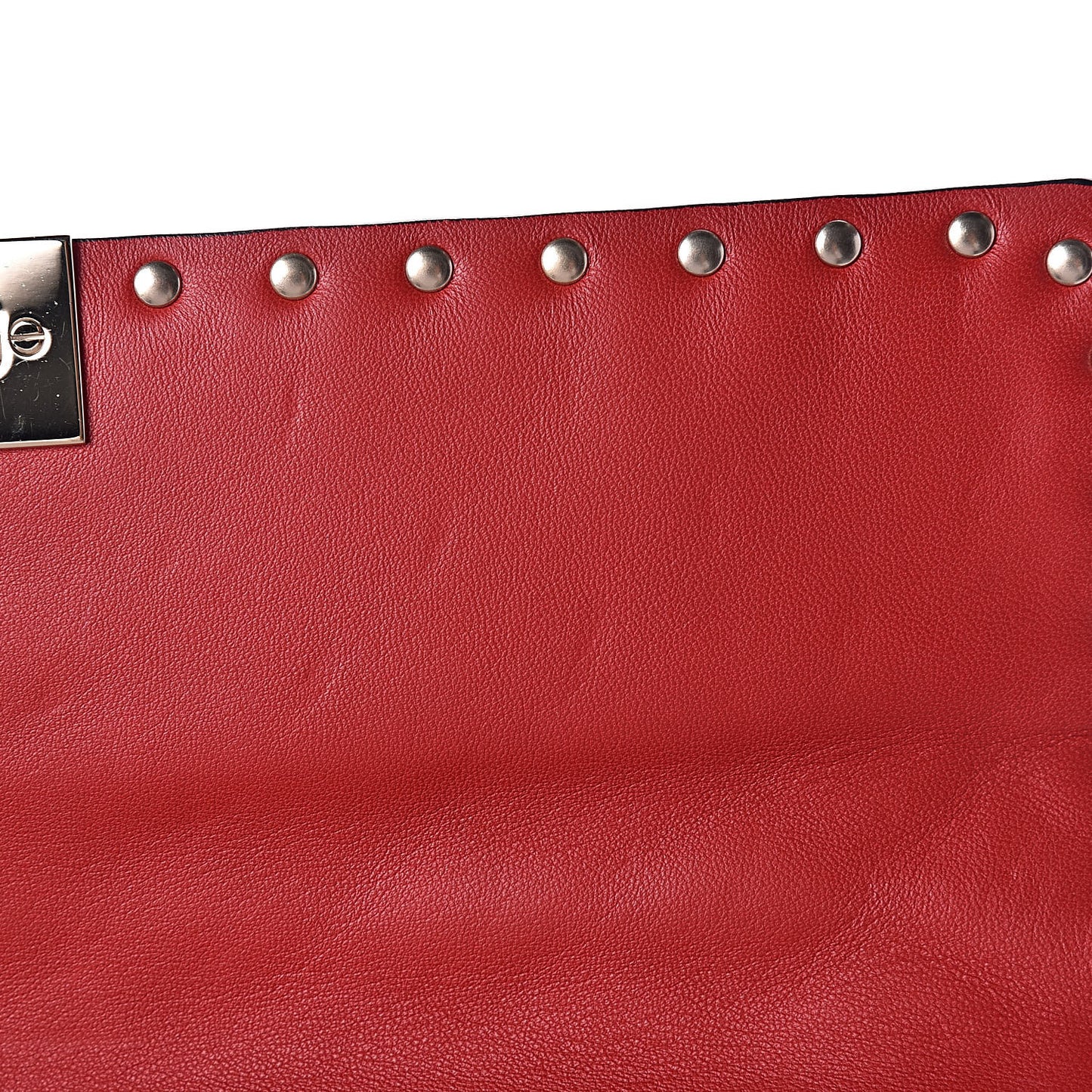Lambskin Large Rockstud Spike Shoulder Bag Red