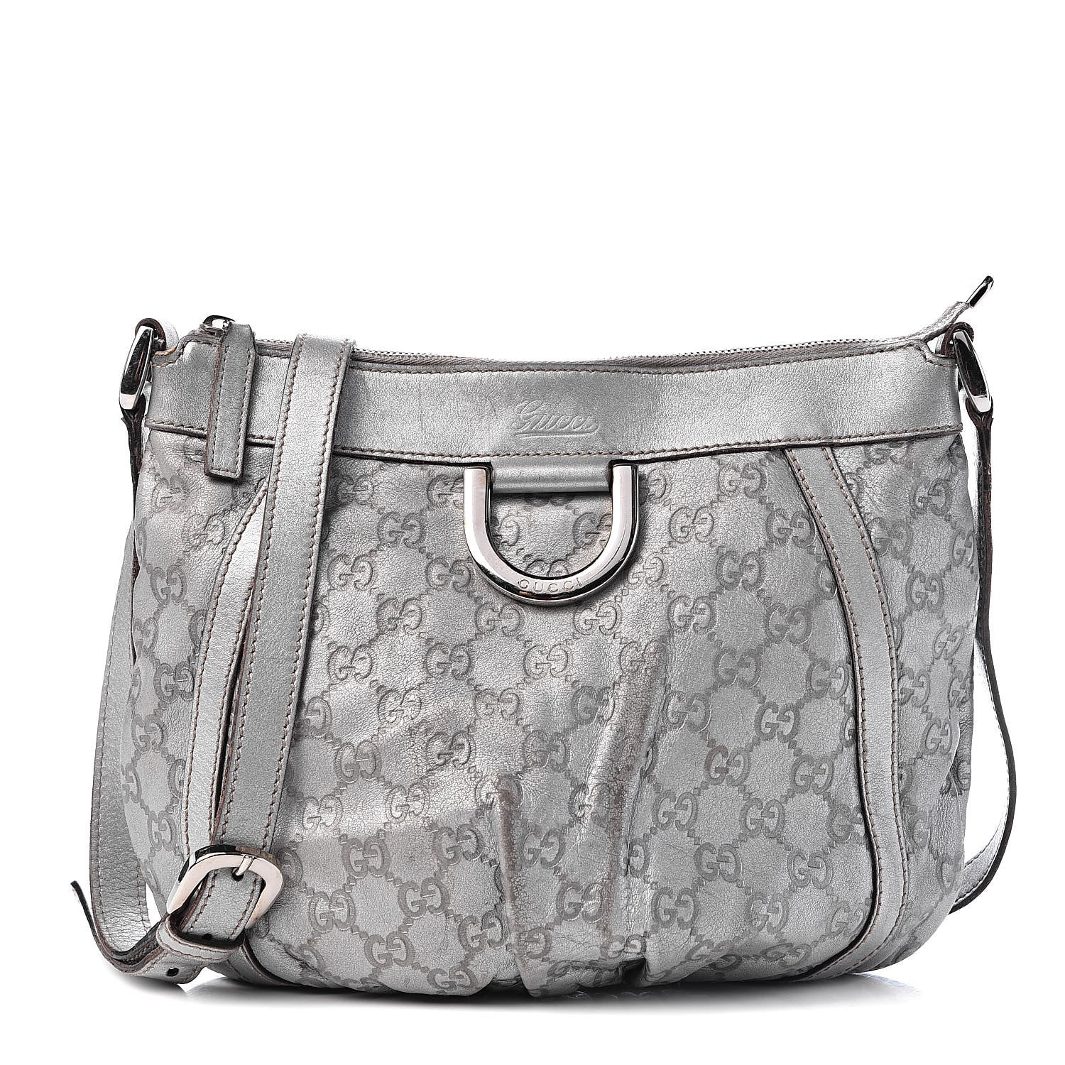 Gucci Guccissima Small D Ring Messenger Silver 1 of 19