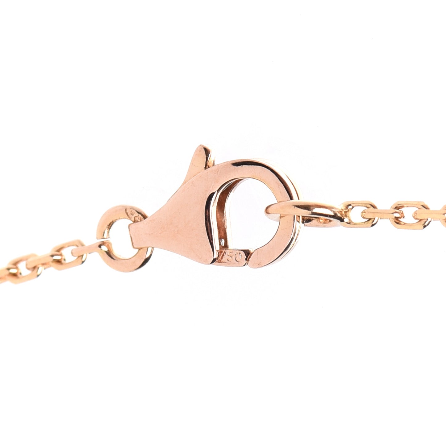 18K Rose Gold Diamond Pink Porcelain Vintage Alhambra Pendant Necklace