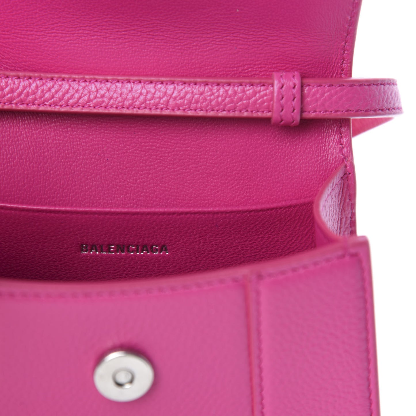 Grained Calfskin Tonal B Hourglass Top Handle Bag Mini Fuchsia