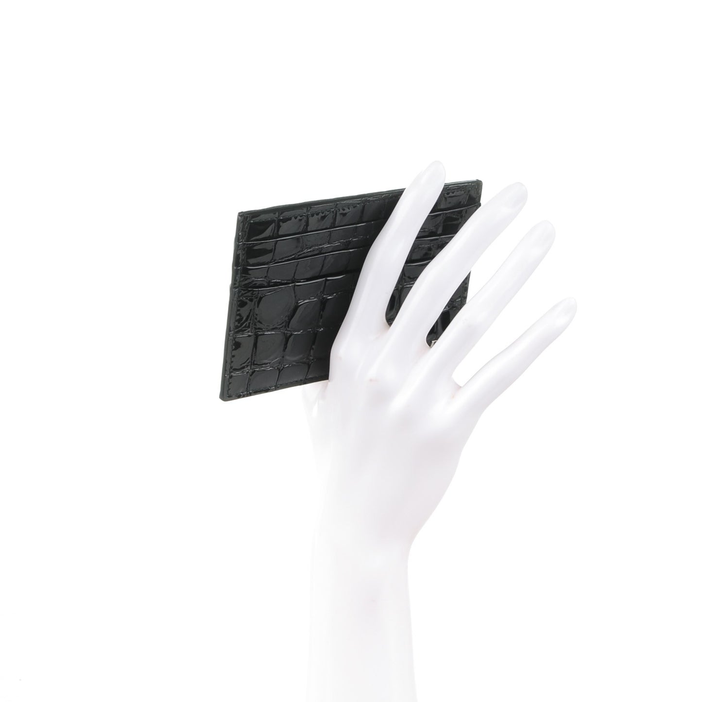 Calfskin Crocodile Embossed Card Case Black
