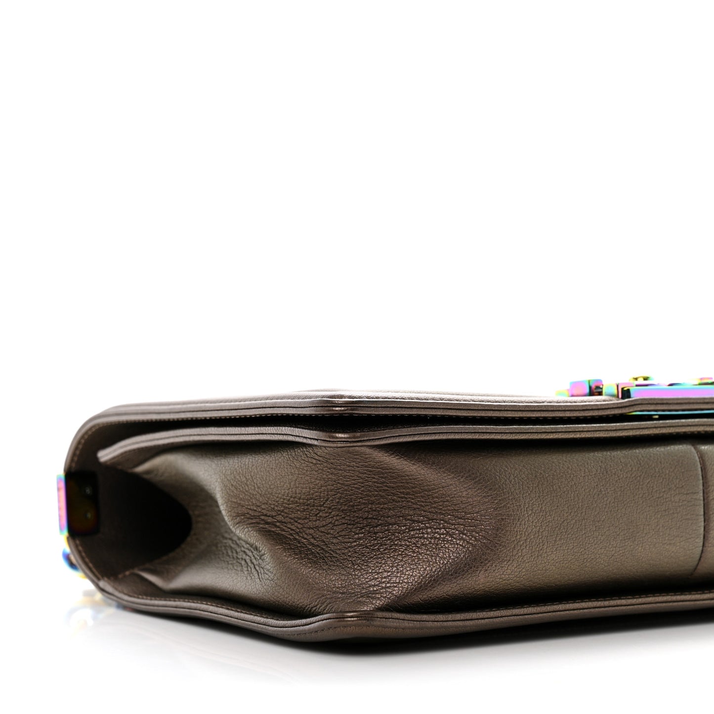 Iridescent Goatskin Quilted New Medium Boy Flap Dark Gold