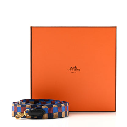 Hermes Toile Swift 25mm Maxi Quadrille Shoulder Strap Bleu Billard Biscuit Rouge H Black 5 of 5