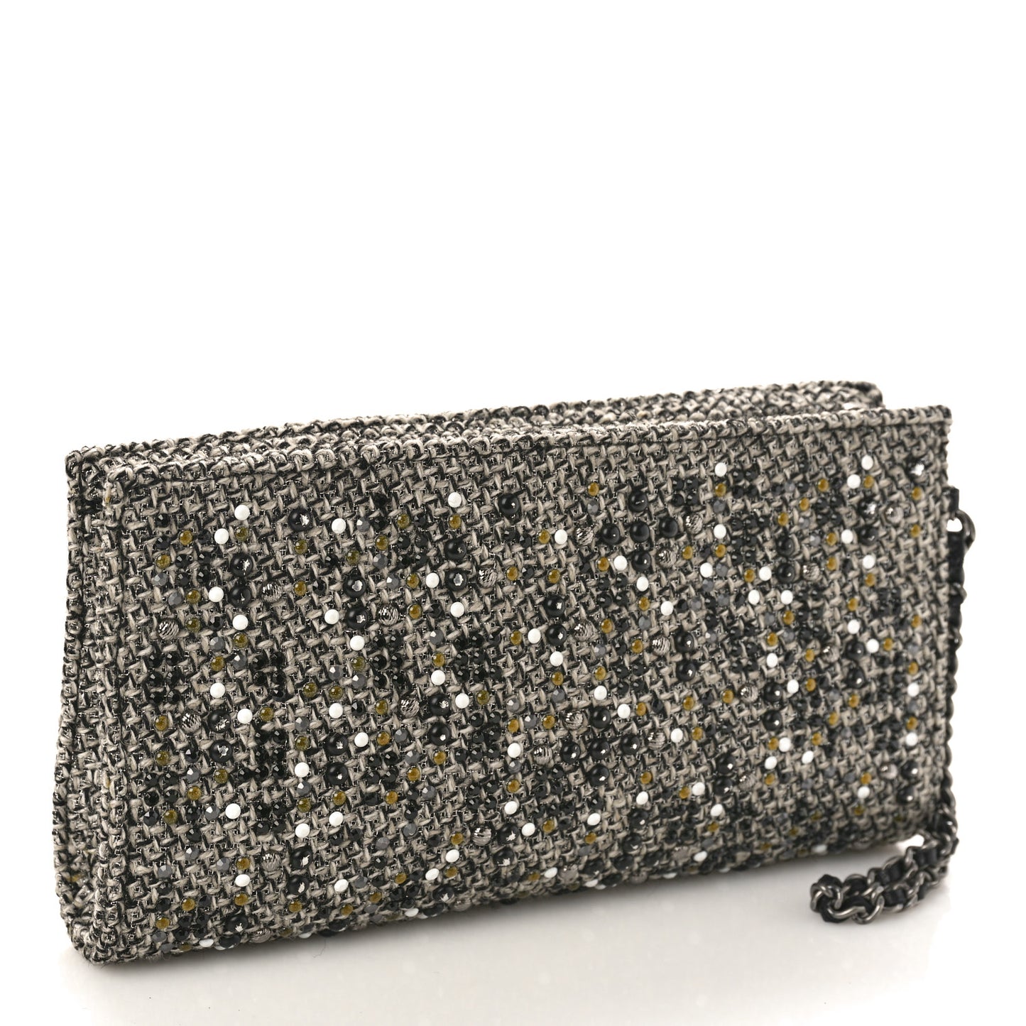 Tweed Lambskin Mineral Nights Pochette Wristlet Black