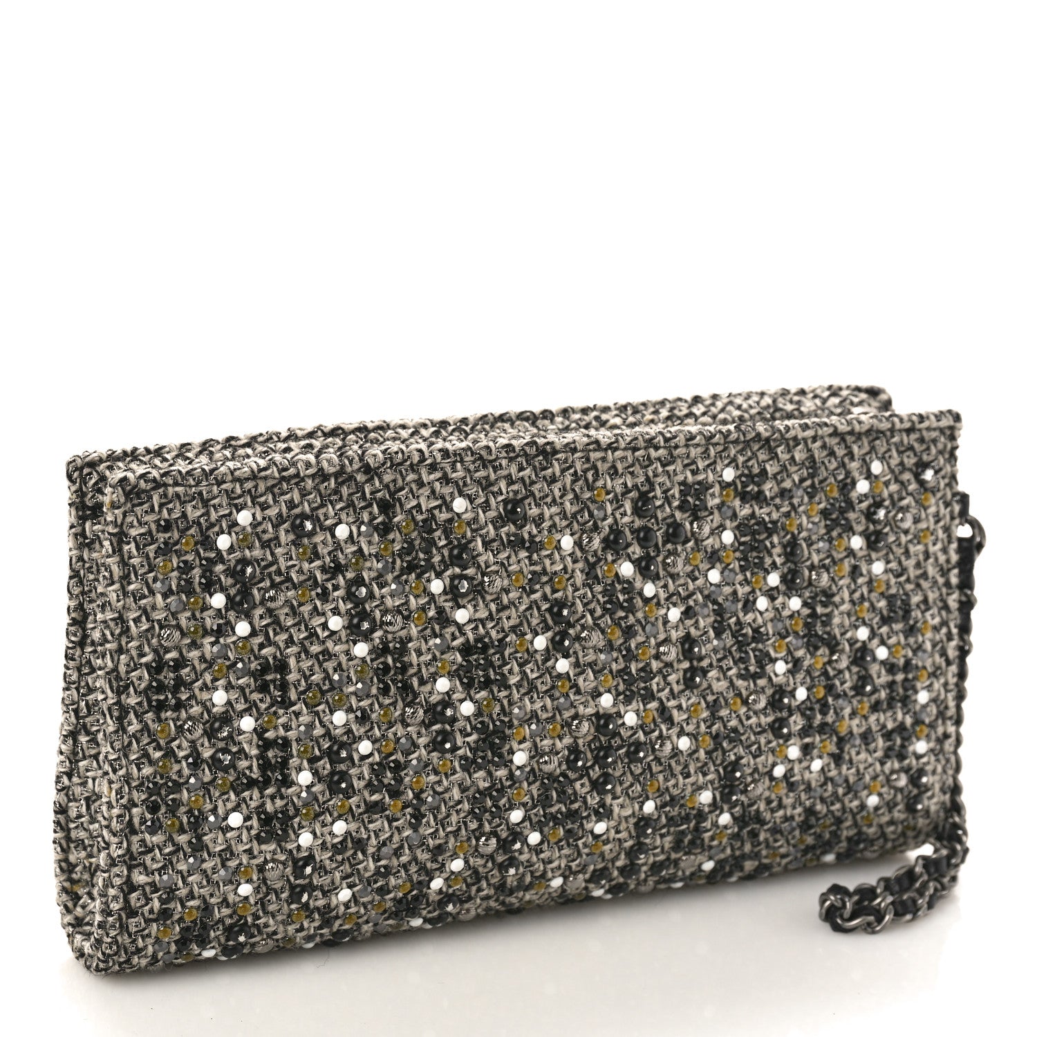 Chanel Tweed Lambskin Mineral Nights Pochette Wristlet Black 3 of 9