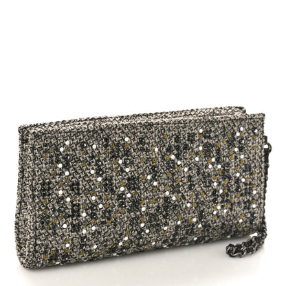 Chanel Tweed Lambskin Mineral Nights Pochette Wristlet Black 3 of 9