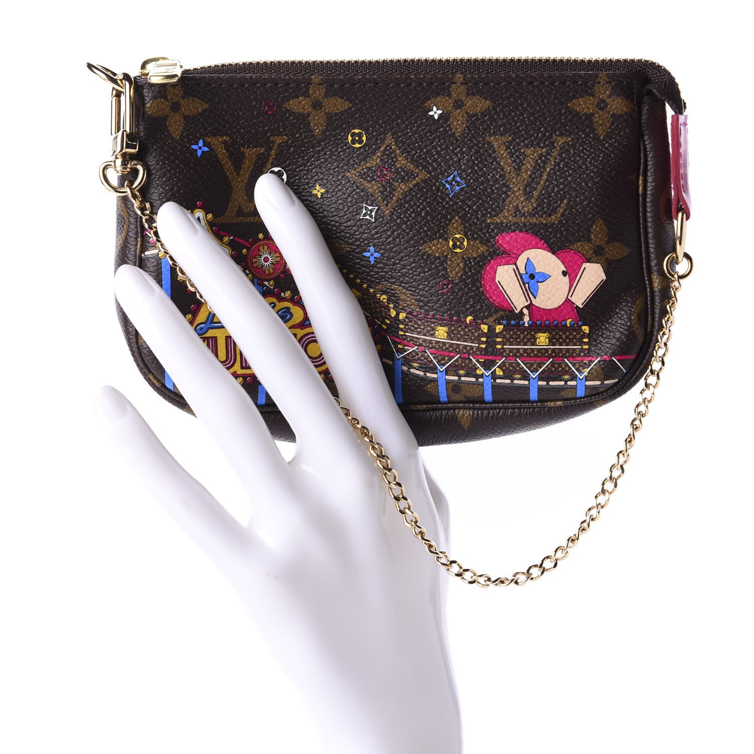 Louis Vuitton Monogram 2020 Christmas Animation Roller Coaster Mini Pochette Accessories Pivoine 2 of 10