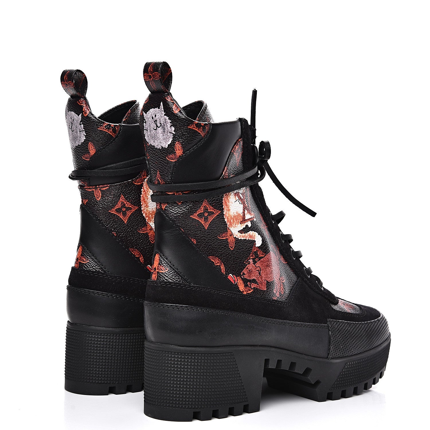 Louis Vuitton Suede Calfskiin Catogram Laureate Platform Desert Boots 37.5 Black Marron 4 of 8