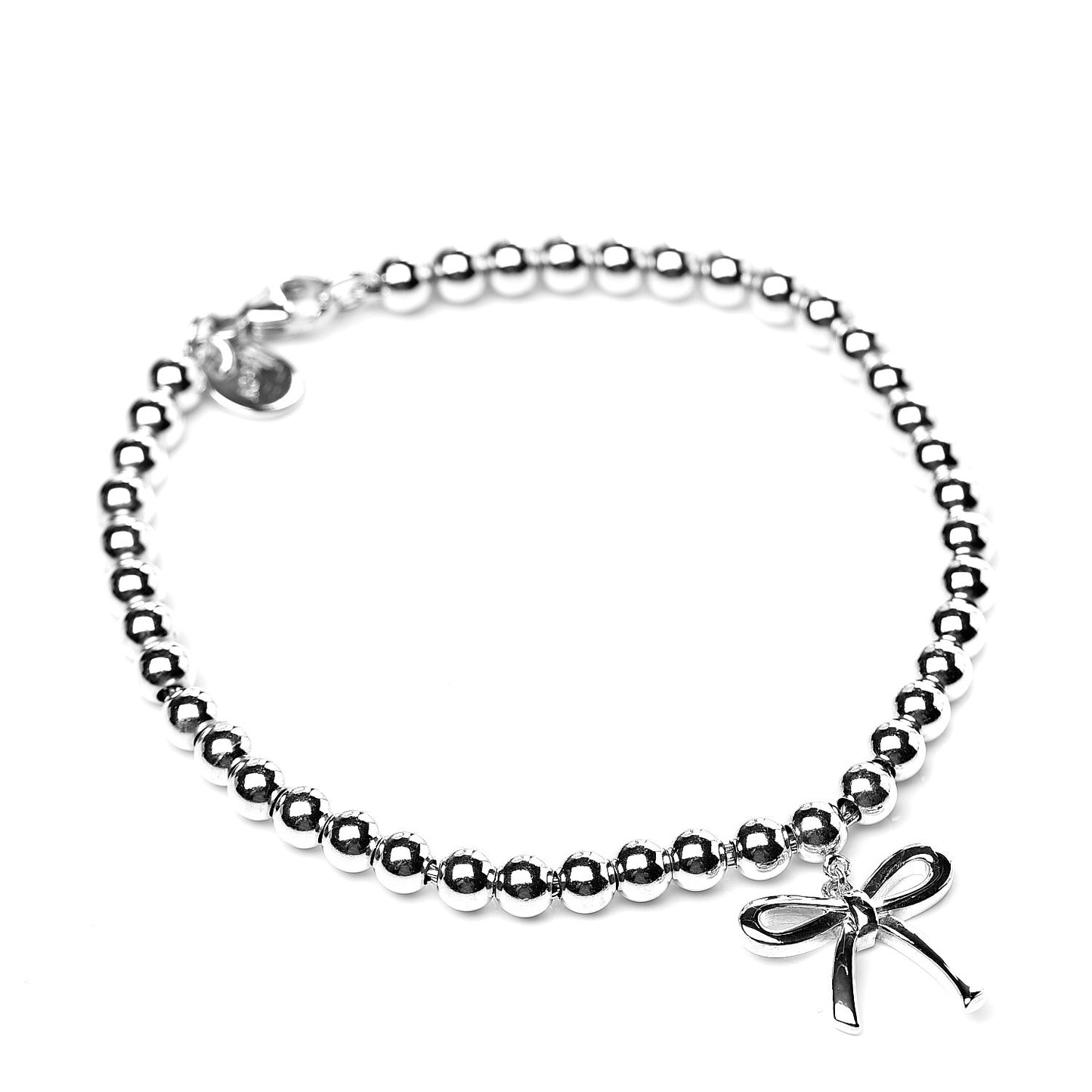 Sterling Silver 4mm Bow Bead Bracelet
