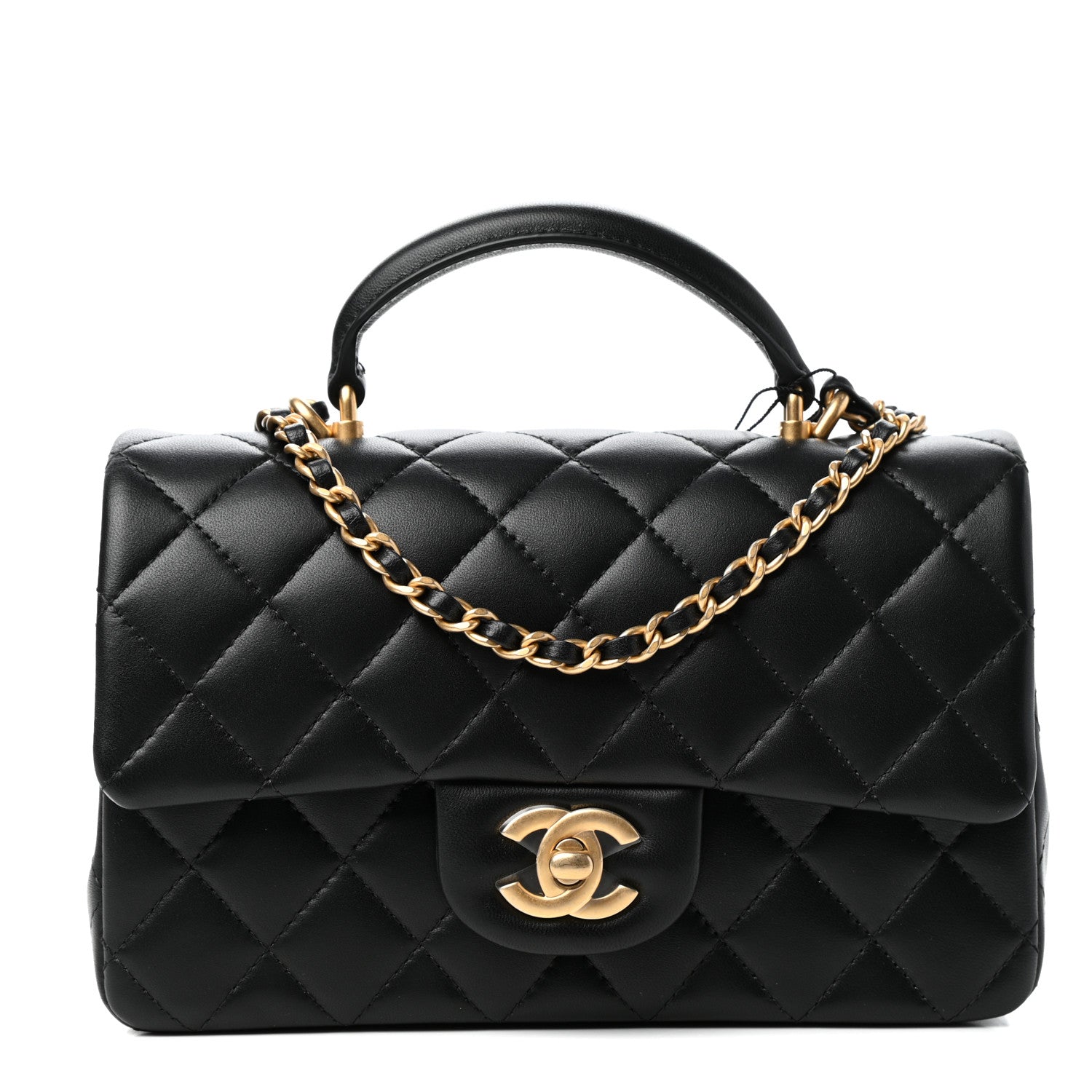 Chanel Lambskin Quilted Mini Top Handle Rectangular Flap Black 1 of 11
