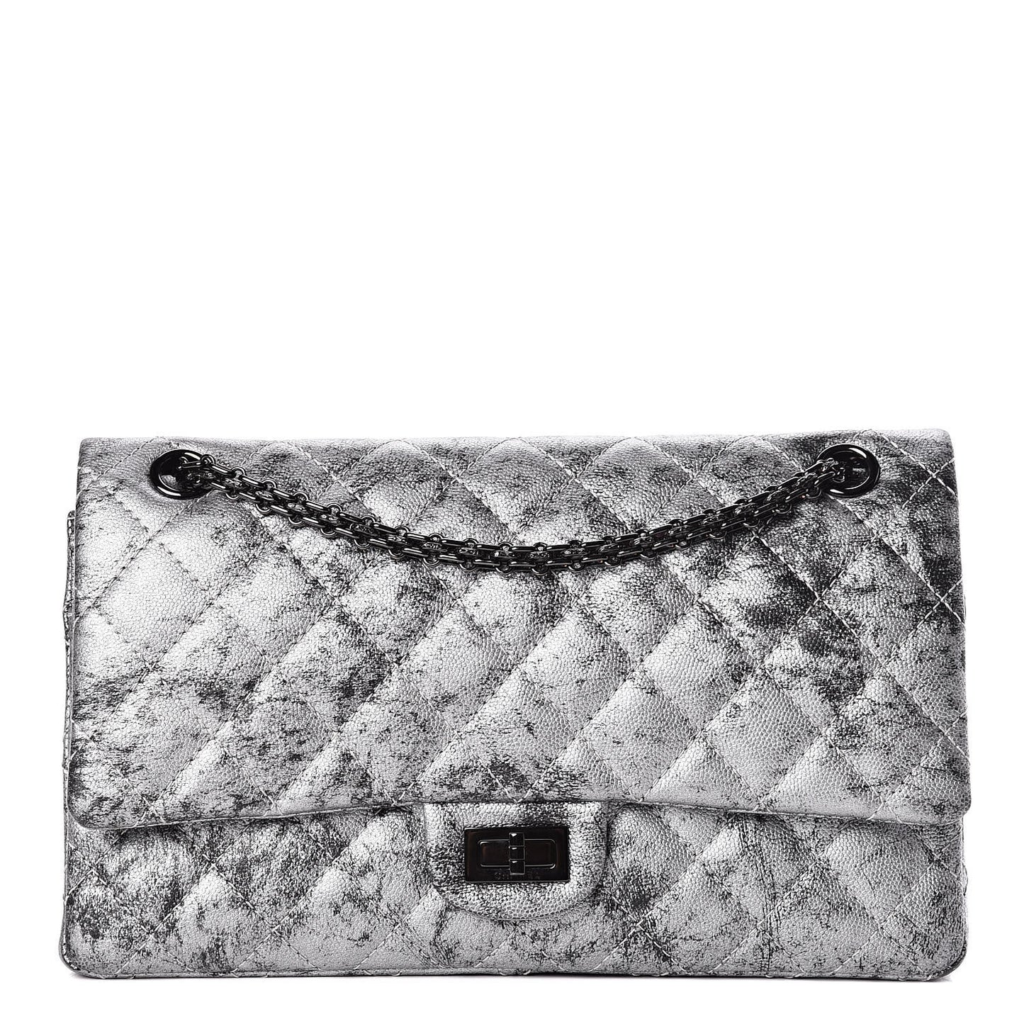 Metallic Caviar Quilted 2.55 Reissue 226 Flap Silver Black