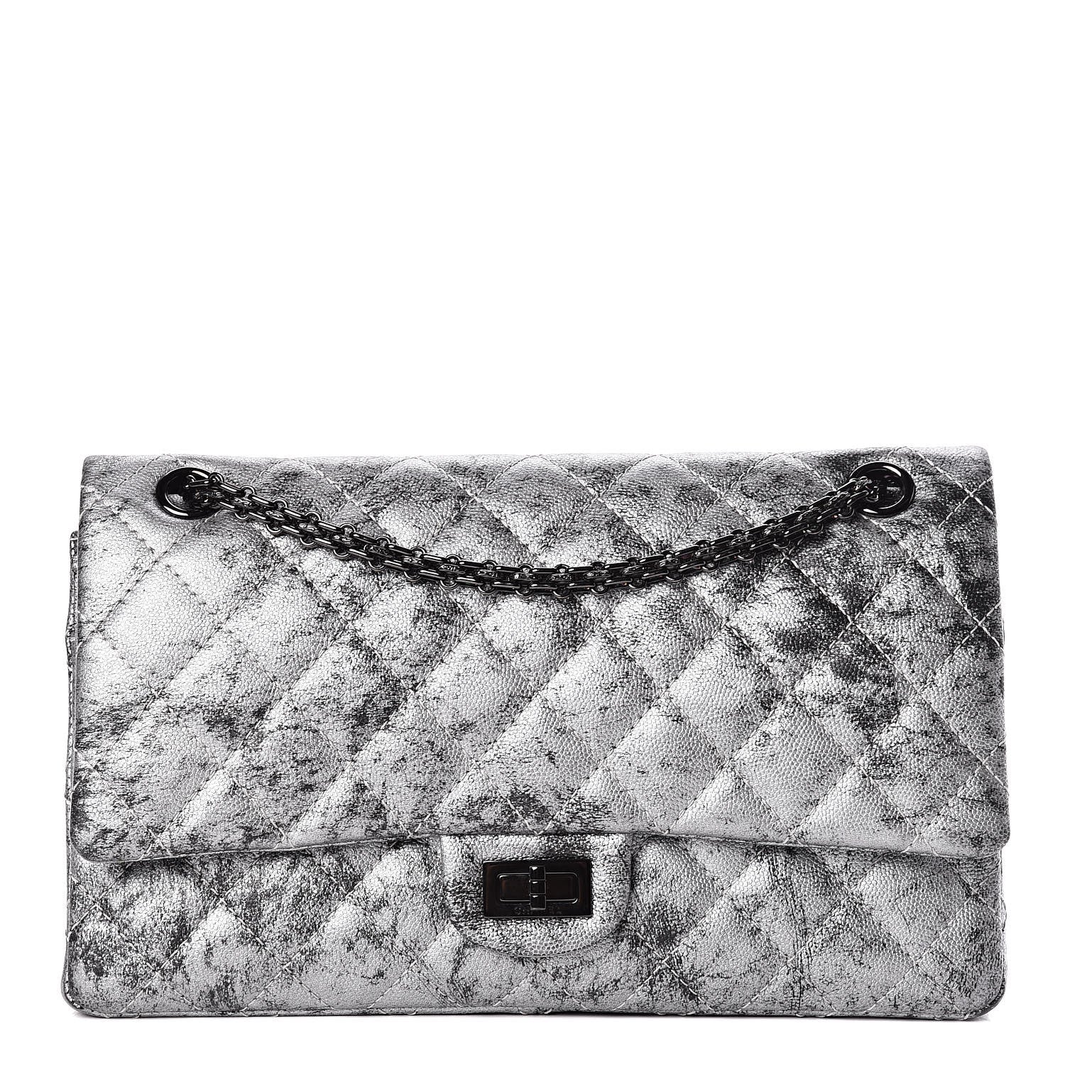Chanel Metallic Caviar Quilted 2.55 Reissue 226 Flap Silver Black 1 of 11