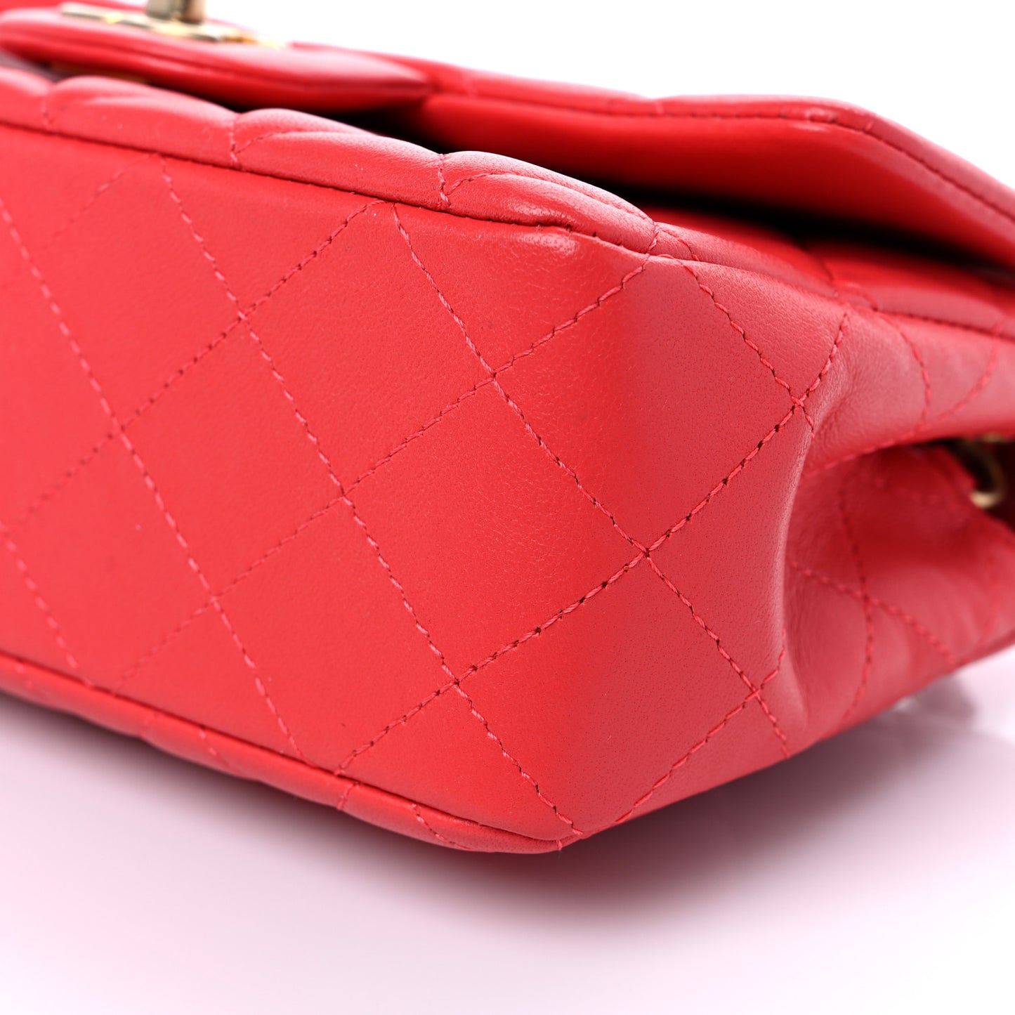 Lambskin Quilted Mini Rectangular Flap Red