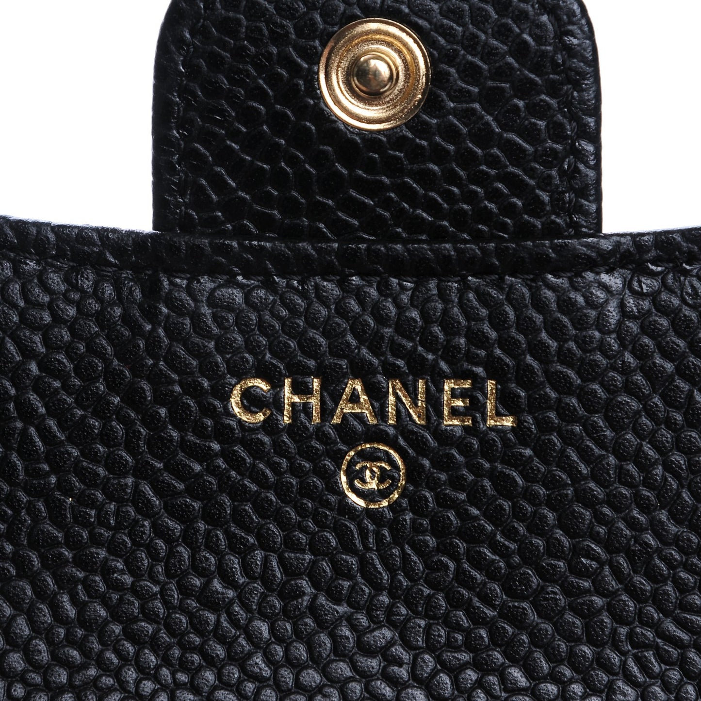 Caviar Quilted Compact Flap Wallet Black