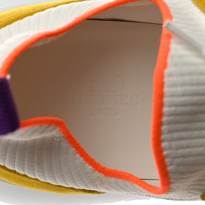 Hermes Knit Suede Goatskin Womens Crew Sneakers 38 Multicolor Gris 6 of 10