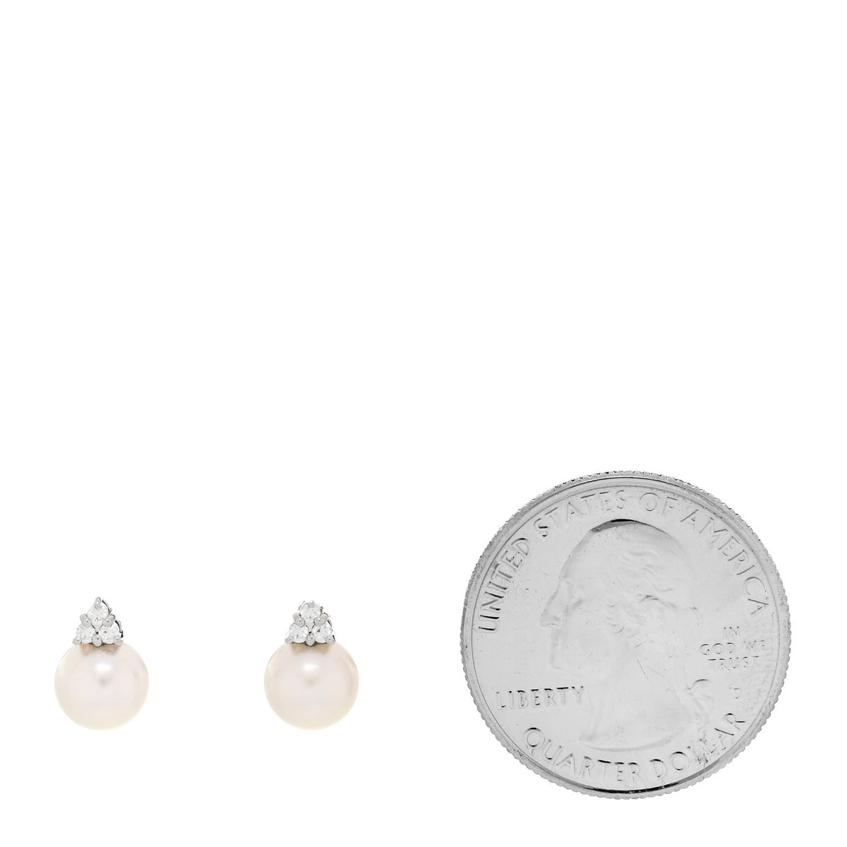 18K White Gold Diamond Akoya Cultured Pearl 7mm Earrings