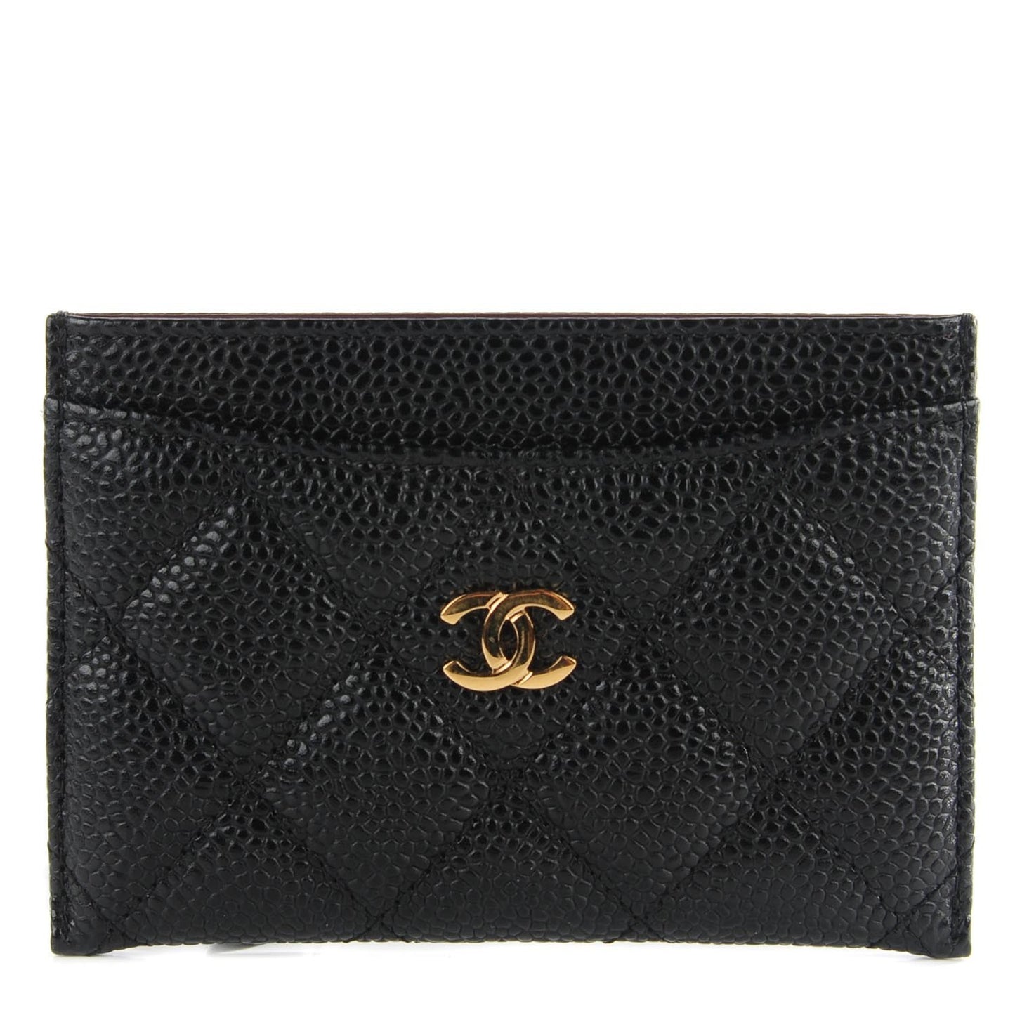 Caviar Quilted Card Holder Black