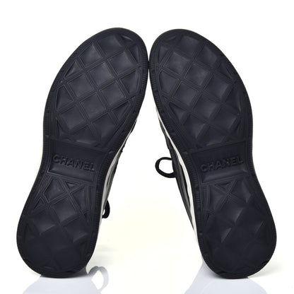 Chanel Fabric Calfskin Suede CC Sneakers 38.5 Black 6 of 8