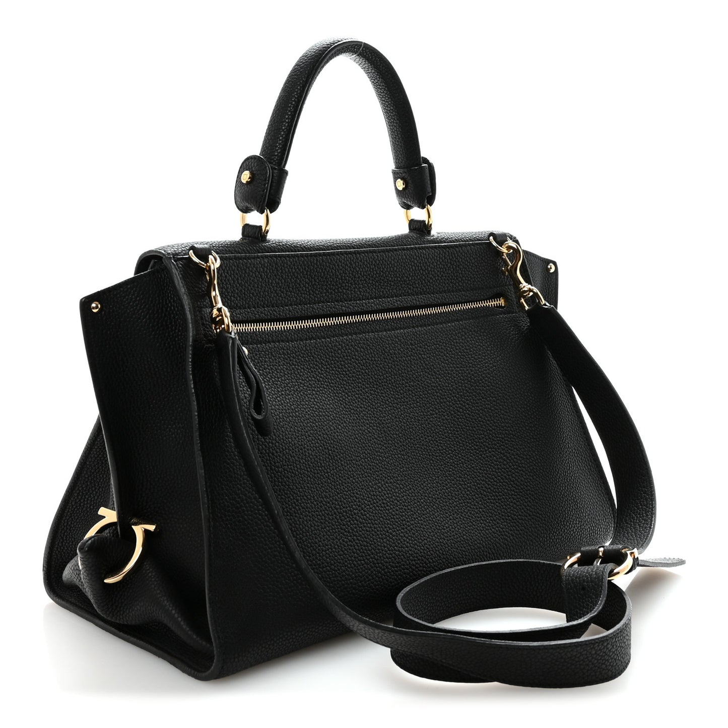 Grained Calfskin Medium Sofia Satchel Black