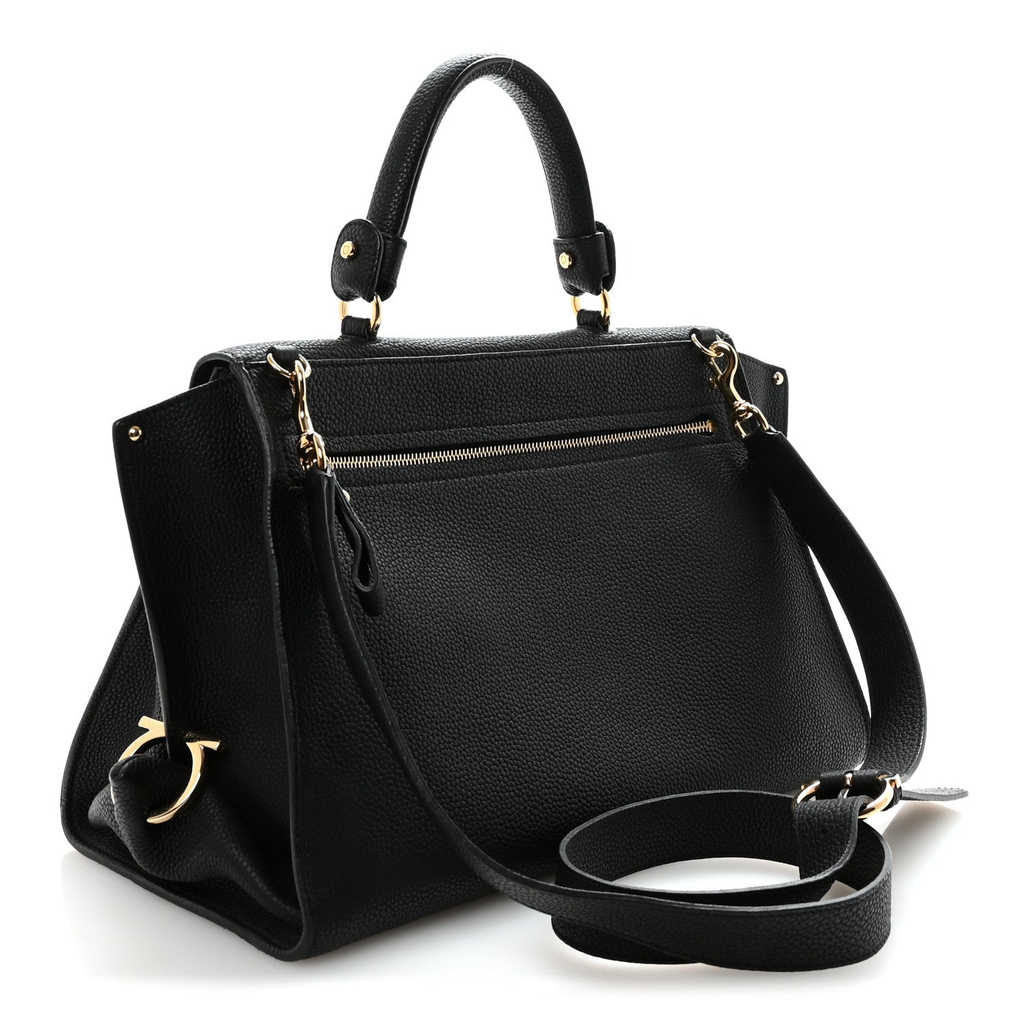 Salvatore Ferragamo Grained Calfskin Medium Sofia Satchel Black 3 of 9