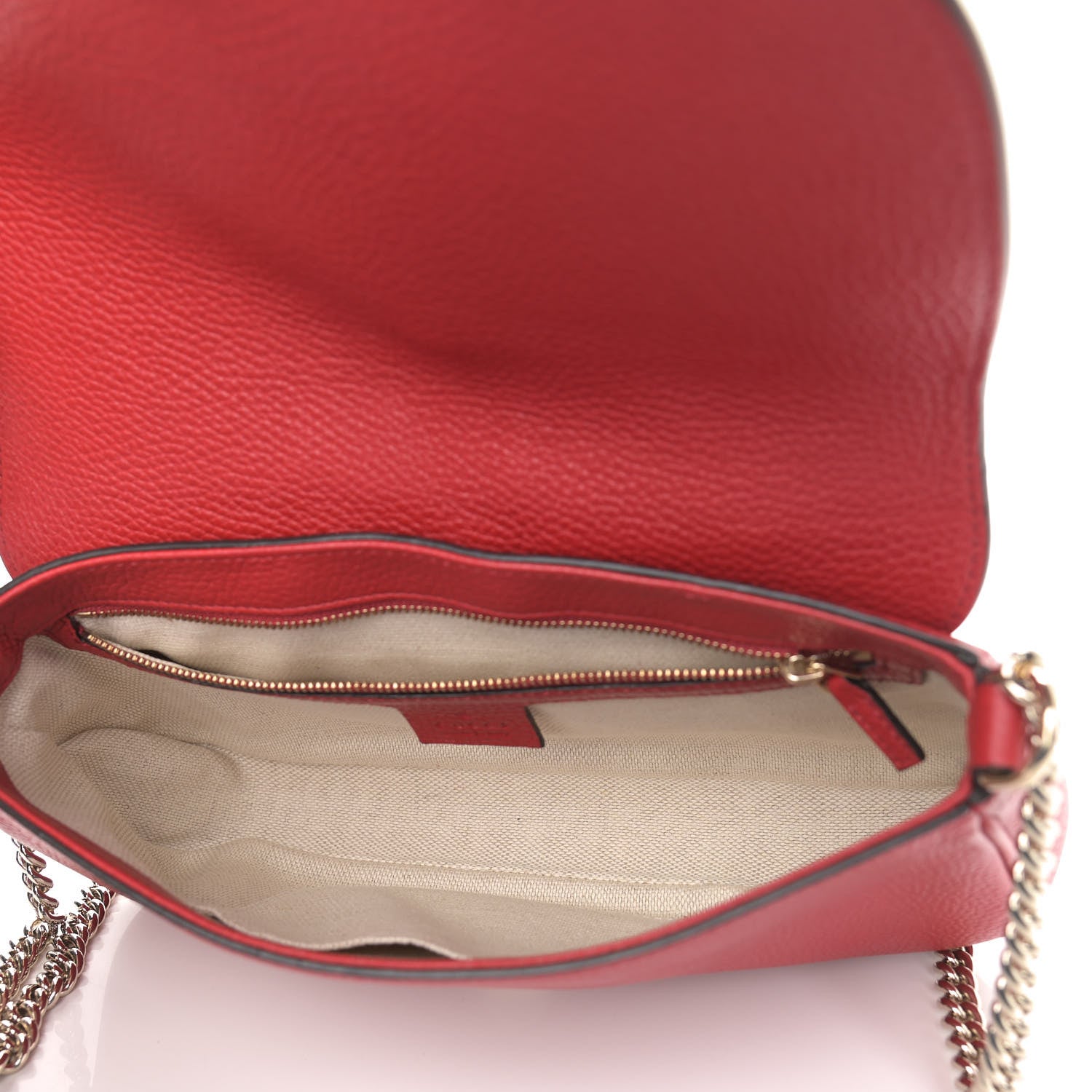 Gucci Pebbled Calfskin Medium Soho Flap Crossbody Vibrant Red 6 of 11