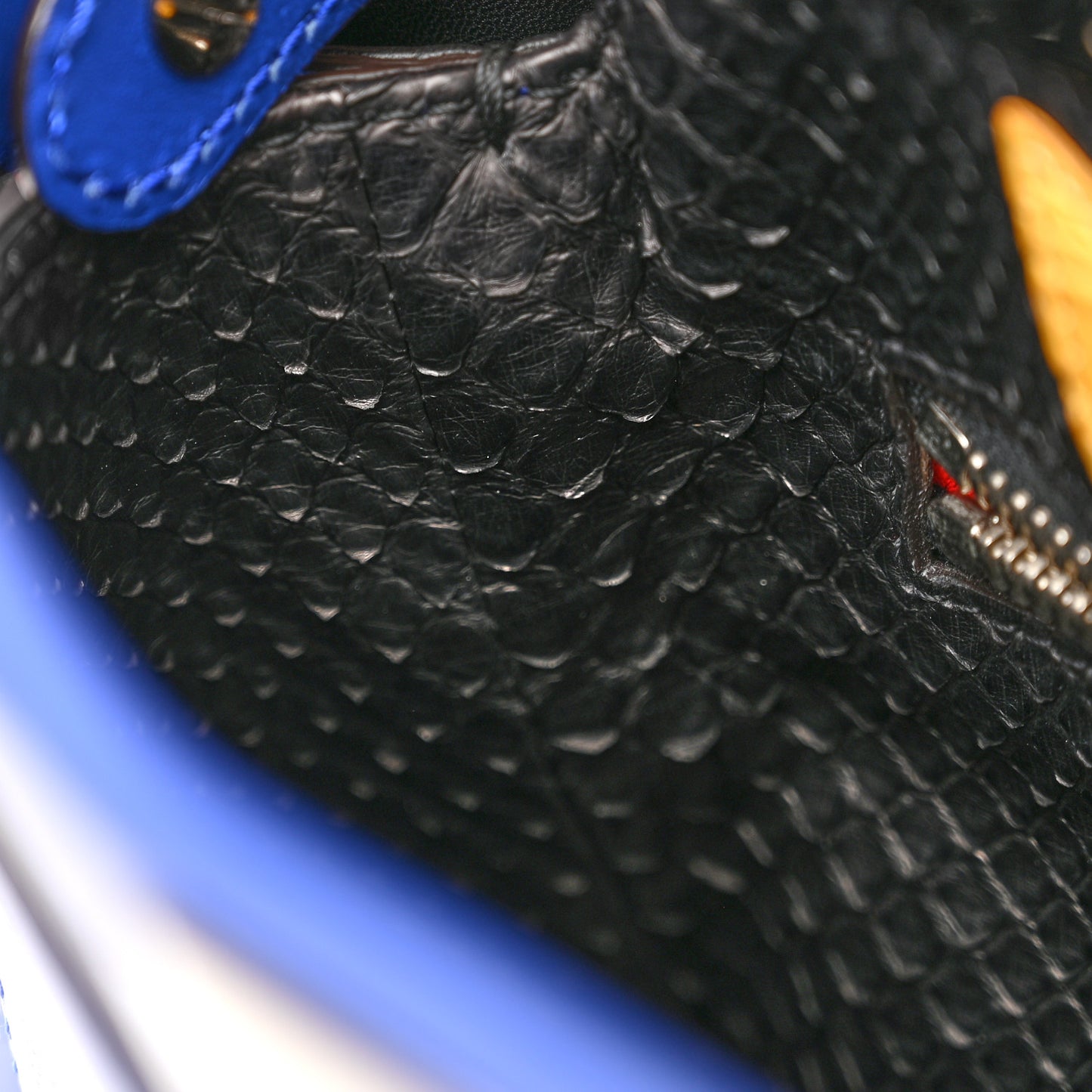 Vitello Morgan Snakeskin Crocodile Monster Eyes Medium Peekaboo Iconic Satchel Blue Neon Sunflower