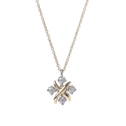 Tiffany Platinum 18K Yellow Gold Diamond Schlumberger Lynn Pendant Necklace 4 of 6