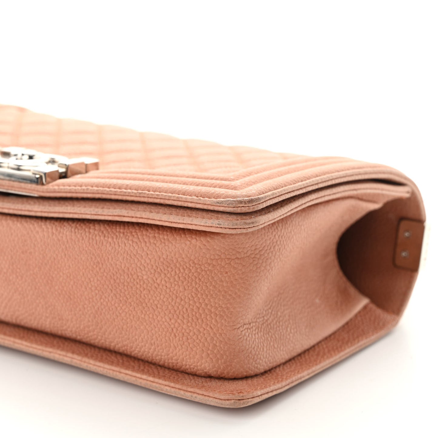 Iridescent Caviar Quilted Medium Boy Flap Beige