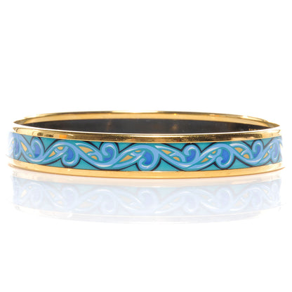 Hermes Enamel Printed Narrow Bracelet 65 Bleu 3 of 5