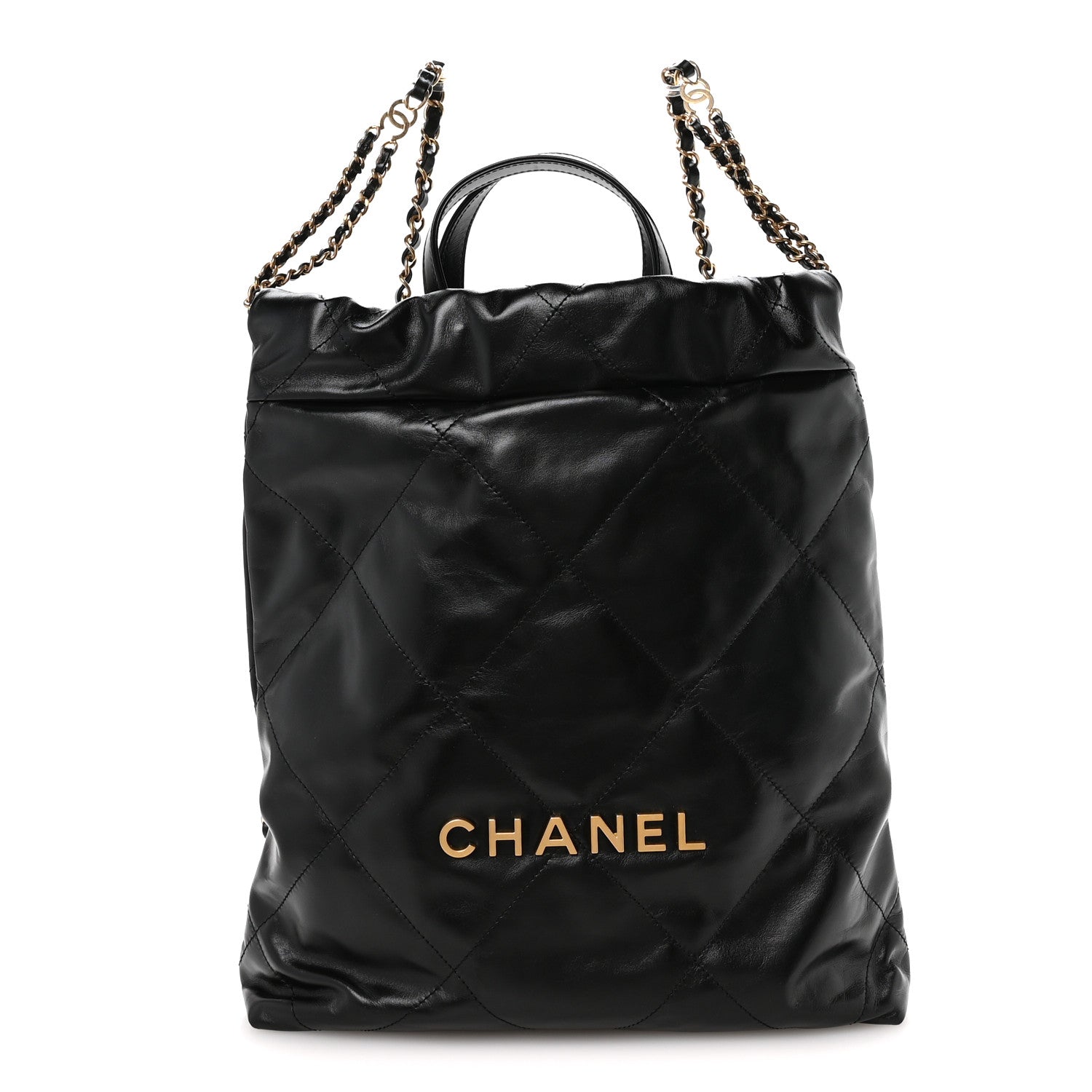 Chanel Shiny Calfskin Quilted Chanel 22 Backpack Black 1 of 10