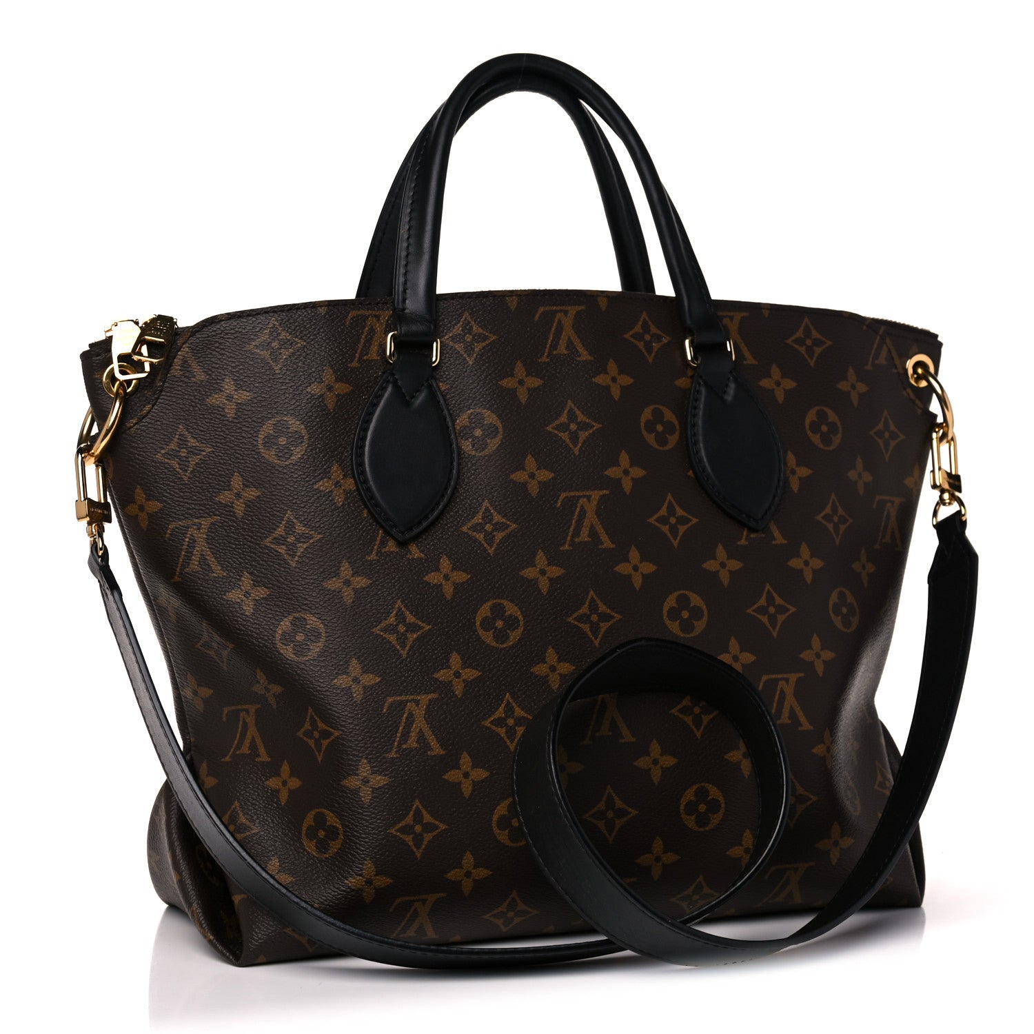 Louis Vuitton Monogram Flower Zipped Tote MM Black 3 of 14