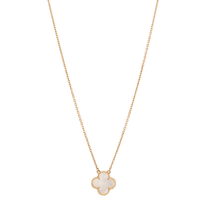 Van Cleef & Arpels 18K Yellow Gold Mother of Pearl Vintage Alhambra Pendant Necklace 1 of 5