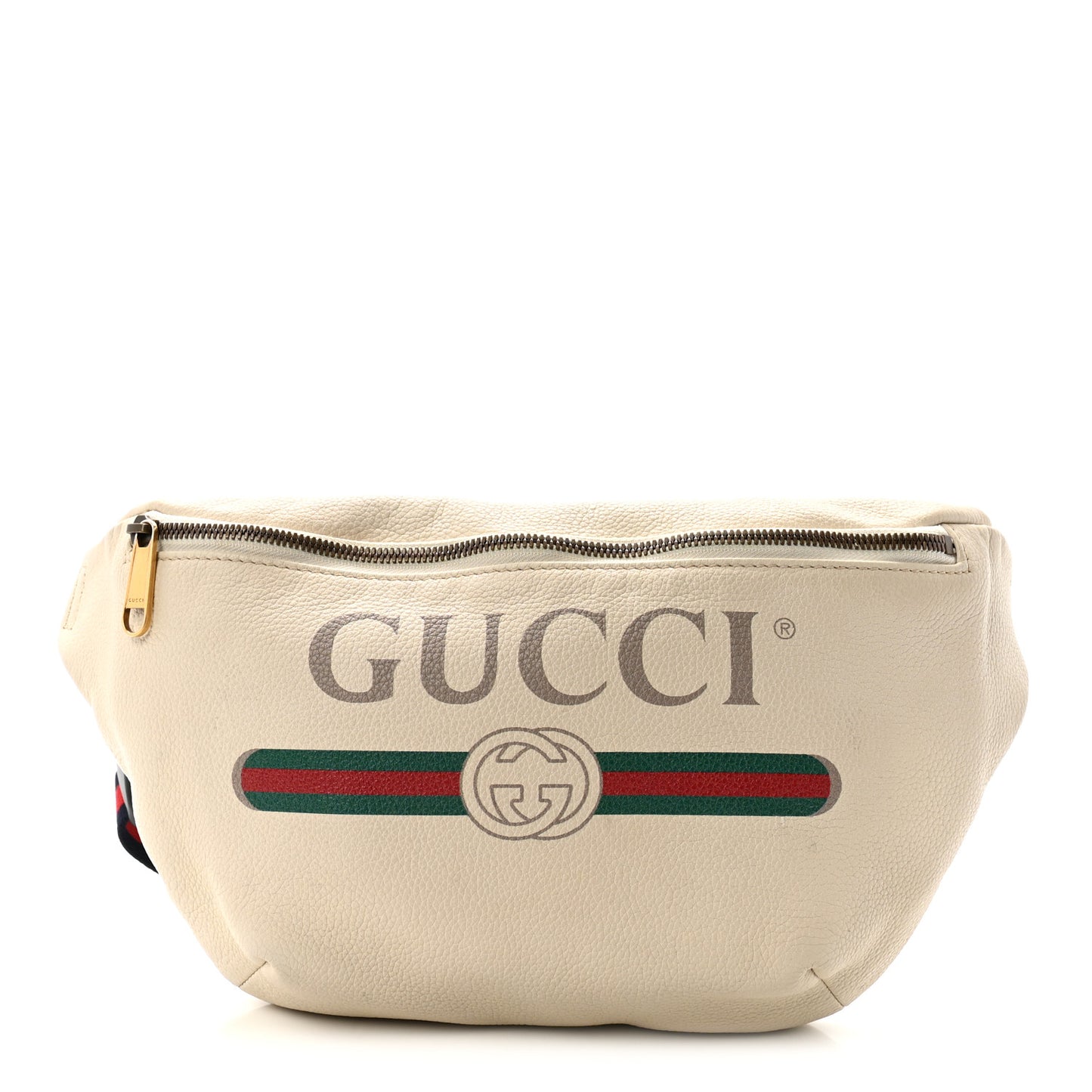 Grained Calfskin Logo Belt Bag White