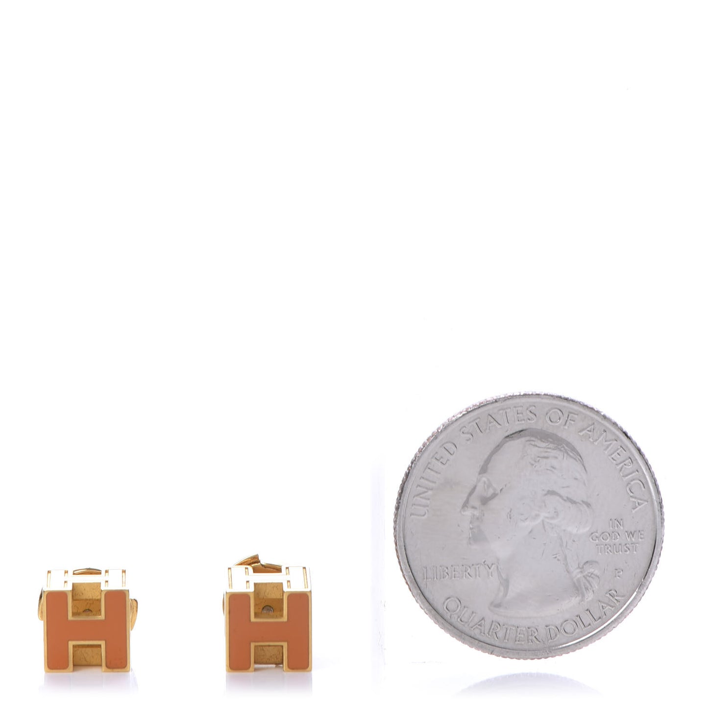 Gold Lacquered Cage d'H Earrings Orange
