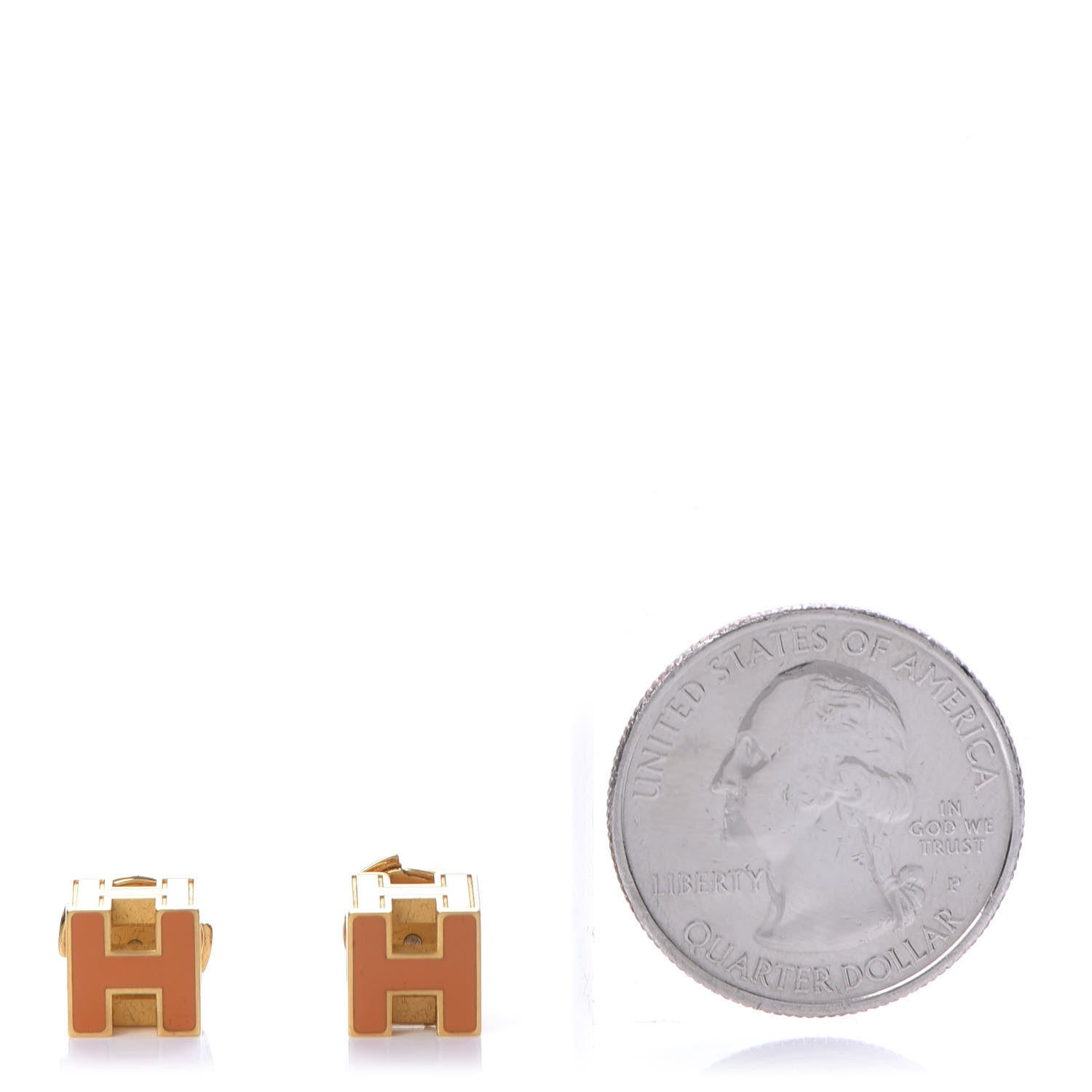 Hermes Gold Lacquered Cage d'H Earrings Orange 2 of 5