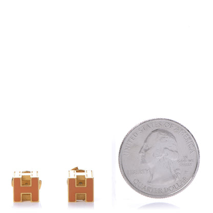 Hermes Gold Lacquered Cage d'H Earrings Orange 2 of 5